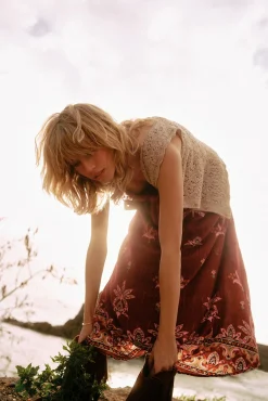Slowlove Falda Capa Midi Estampada Granate Online