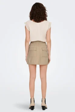 Only Falda Corta Algodon Beige Medio New