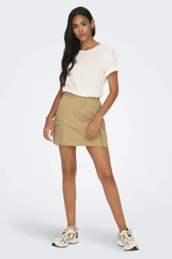 Only Falda Corta Cargo Amarillo Sale