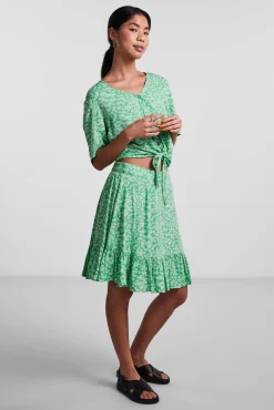 Pieces Falda Corta Con Volante. Verde Clearance