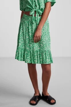 Pieces Falda Corta Con Volante. Verde Clearance