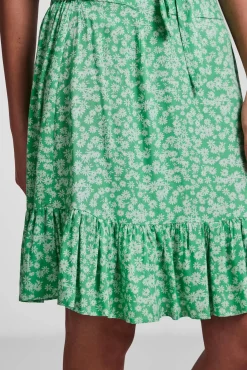 Pieces Falda Corta Con Volante. Verde Clearance