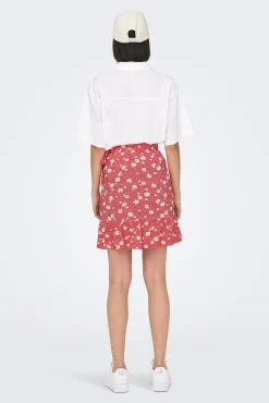 Only Falda Corta Cruzada Rojo Sale