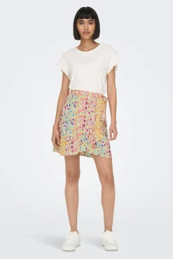 Only Falda Corta Cruzada Amarillo Clearance