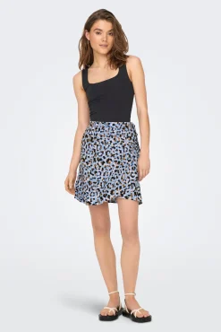Only Falda Corta Cruzada Azul Medio Outlet