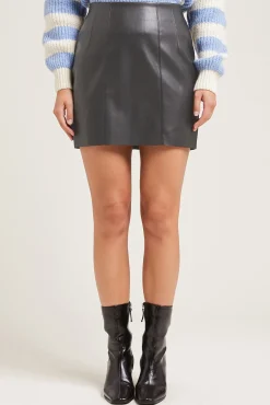 Pimkie Falda Corta De Polipiel Negro Hot
