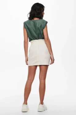 Only Falda Corta Denim Marron Medio Online