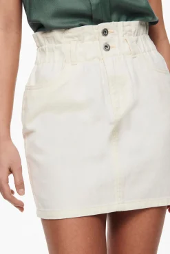 Only Falda Corta Denim Marron Medio Online