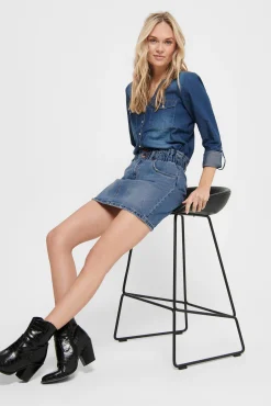 Only Falda Corta Denim Azul Medio Hot