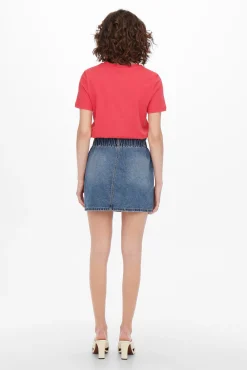 Only Falda Corta Denim Azul Medio Hot