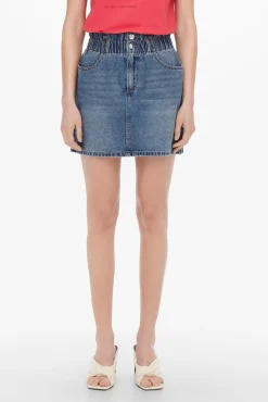 Only Falda Corta Denim Azul Medio Hot