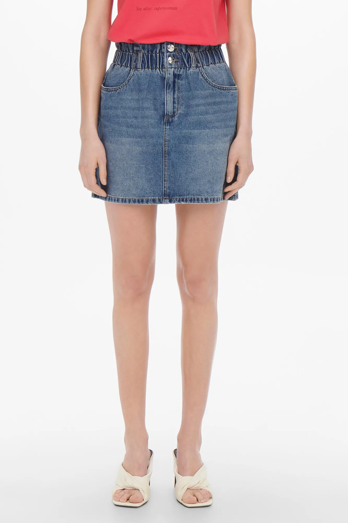 Only Falda Corta Denim Azul Medio Hot