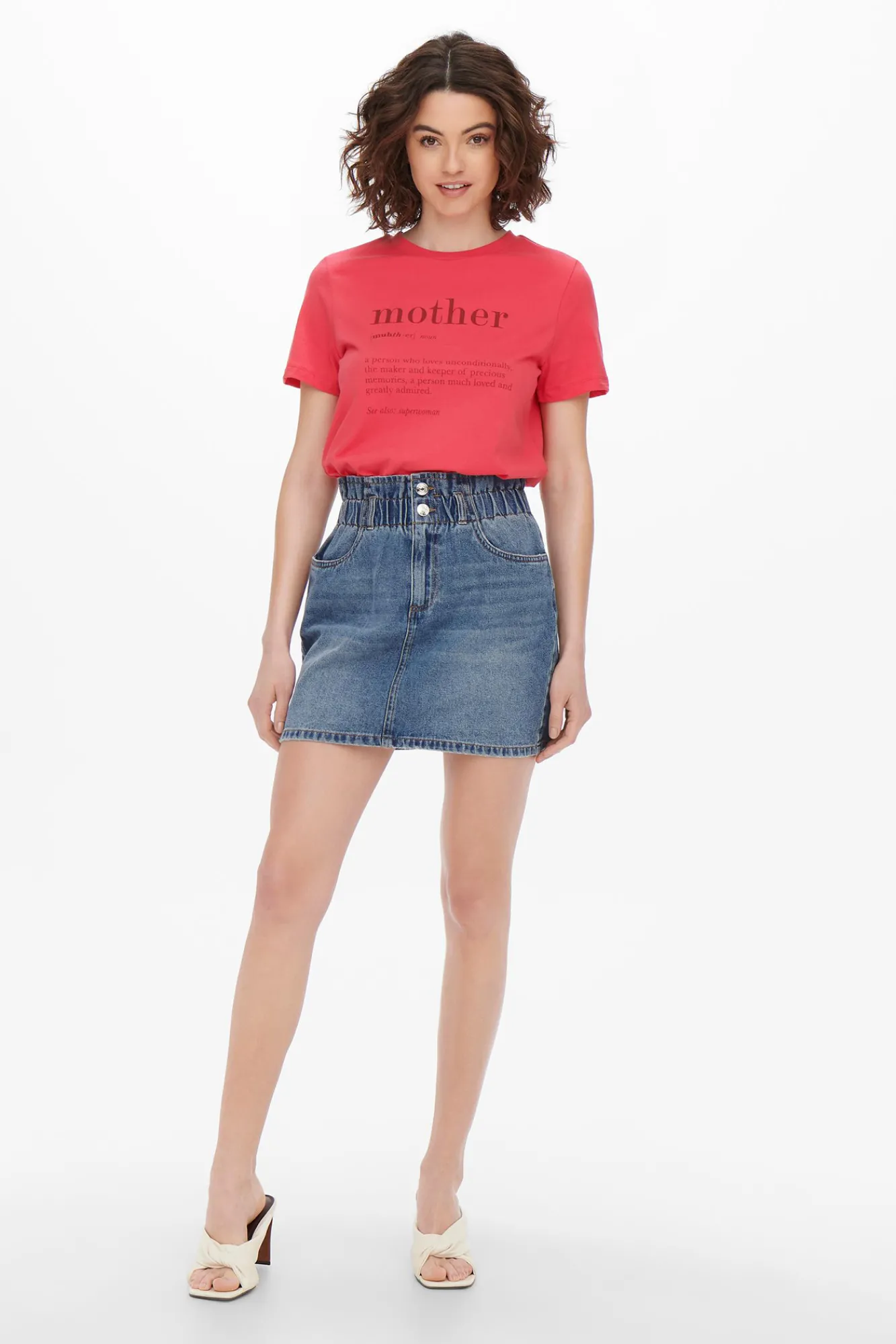 Only Falda Corta Denim Azul Medio Hot
