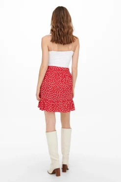 Only Falda Corta Fluida Rojo Sale