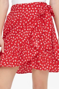 Only Falda Corta Fluida Rojo Sale