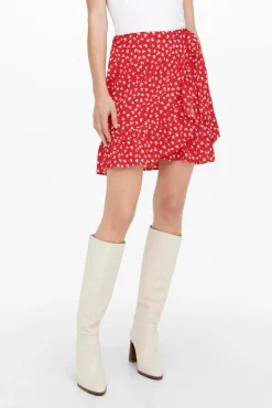 Only Falda Corta Fluida Rojo Sale