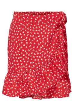 Only Falda Corta Fluida Rojo Sale