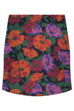 Only Falda Corta Fruncida Estampada Naranja
