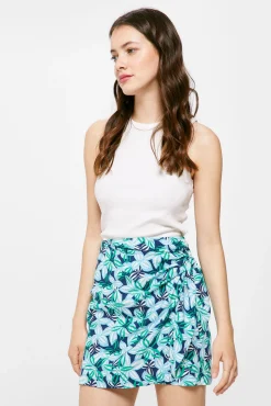 * Falda Corta Pareo Estampada Estampado Azul Clearance