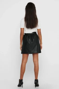 Only Falda Corta Polipiel Negro Online