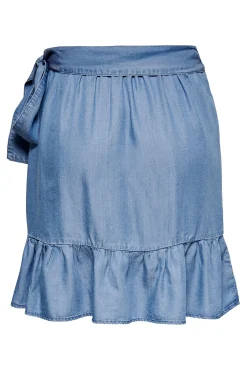 Only Falda Corta Tencel Cruzada Azul Medio Hot