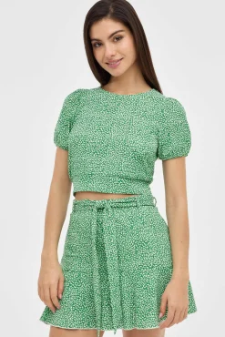 Inside Falda Corta Volante Estampada Estampado Verde Outlet