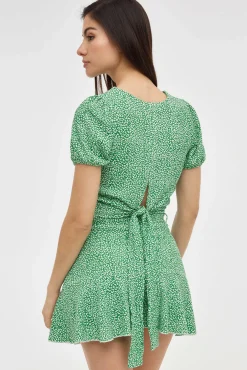 Inside Falda Corta Volante Estampada Estampado Verde Outlet