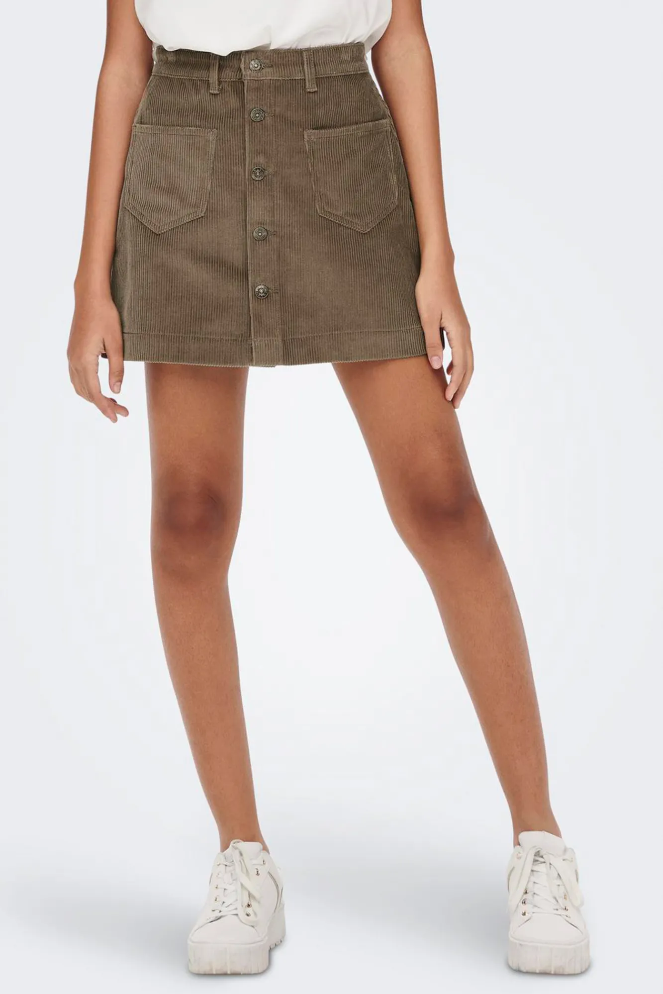 Only Falda De Pana Marron Medio Hot