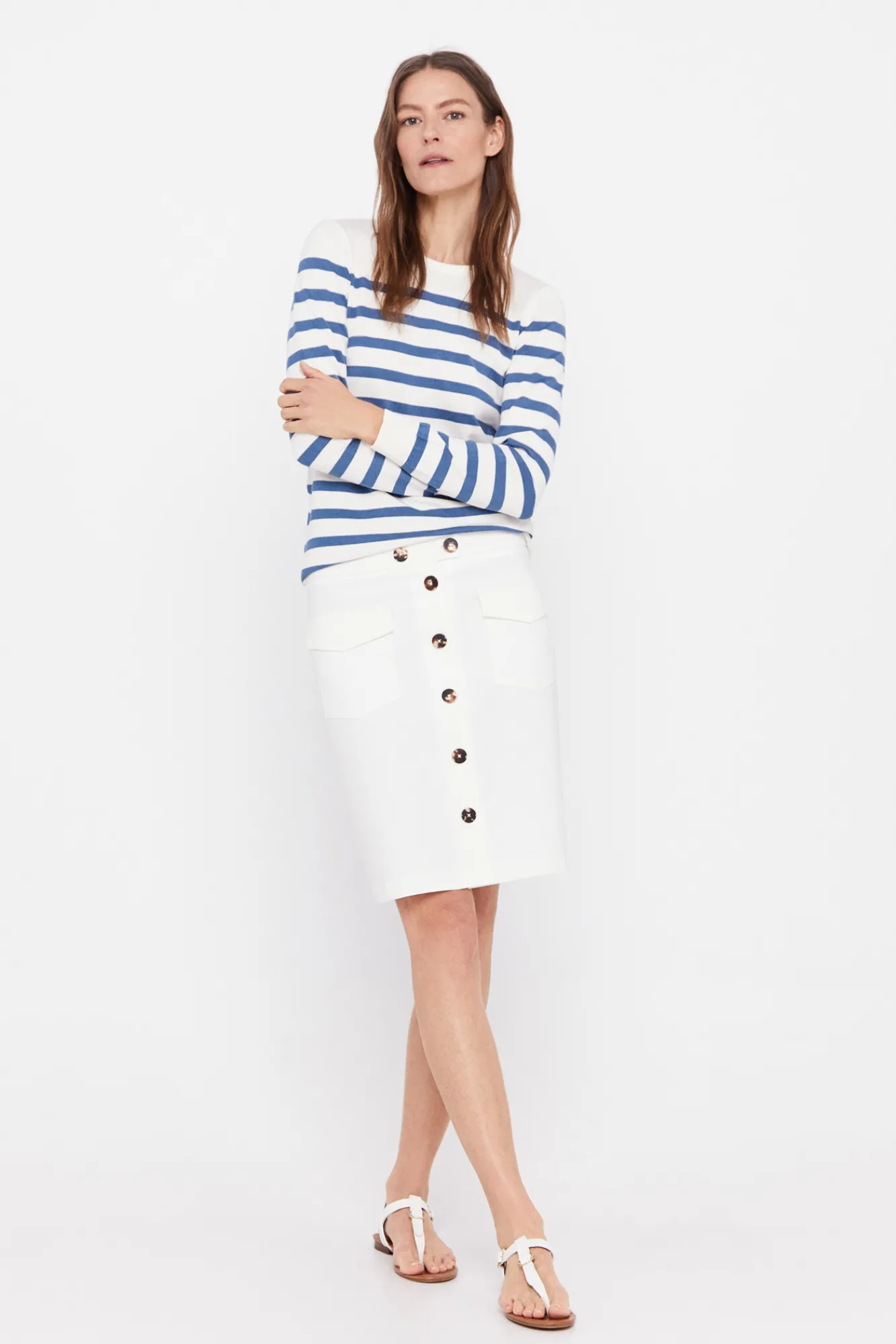 Cortefiel Falda De Pique Blanco Online