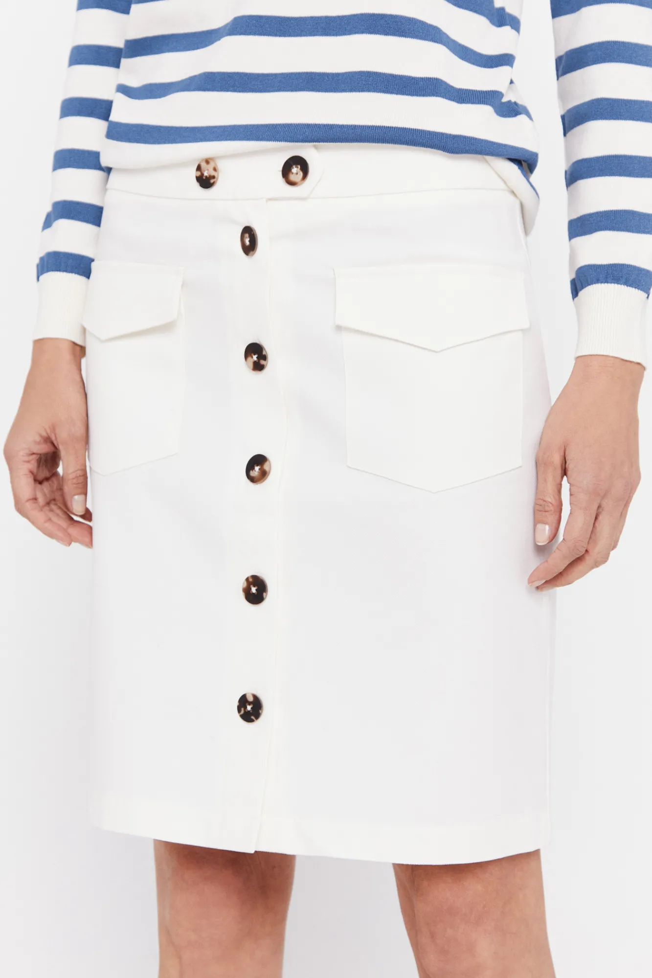 Cortefiel Falda De Pique Blanco Online