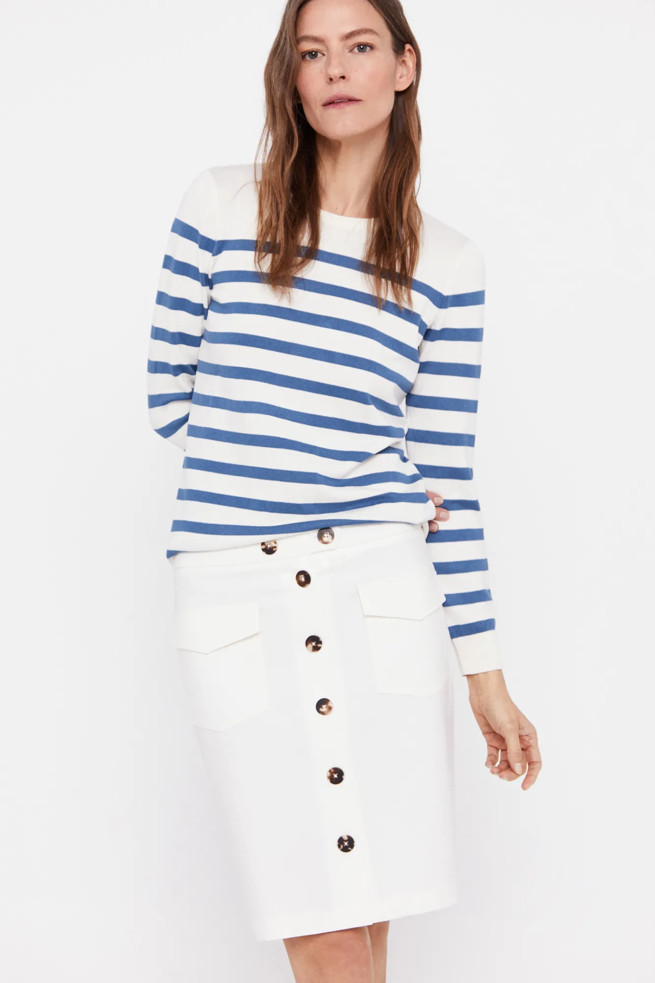 Cortefiel Falda De Pique Blanco Online