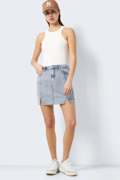 Noisy May Falda Denim Corta Azul Claro Hot
