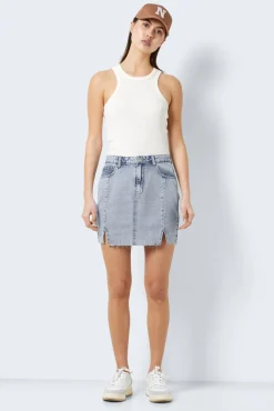 Noisy May Falda Denim Corta Azul Claro Hot