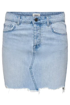 Only Falda Denim Desflecada Azul Claro Outlet