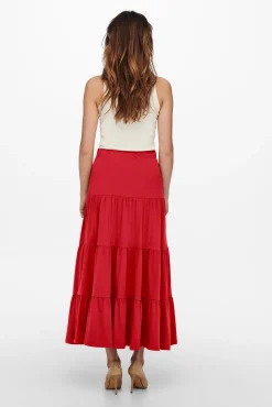 Only Falda Larga Rojo Hot