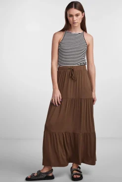 Pieces Falda Larga Con Cierre En Forma De Lazo. Marron Medio Best