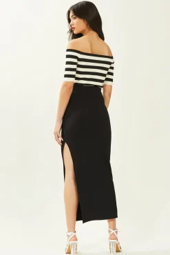 Pimkie Falda Larga Con Volante Negro Hot