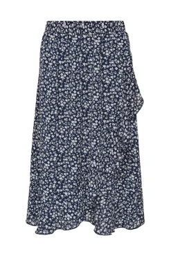 Only Falda Larga Cruzada Azul Medio Discount