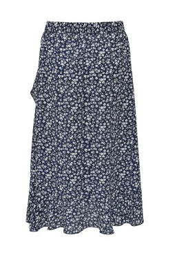 Only Falda Larga Cruzada Azul Medio Discount