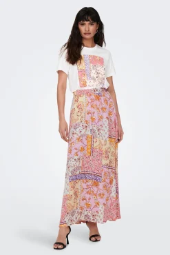 Only Falda Larga Estampada Morado Clearance