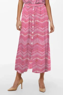 Only Falda Larga Estampada Rosa