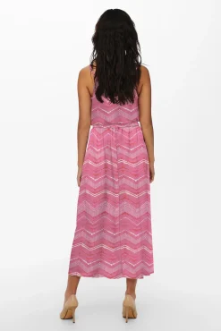Only Falda Larga Estampada Rosa