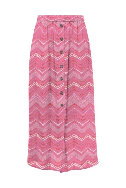 Only Falda Larga Estampada Rosa