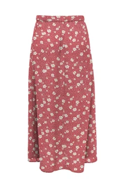Only Falda Larga Estampada Rojo Sale