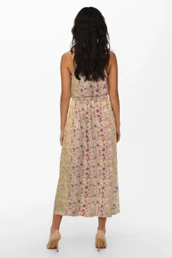 Only Falda Larga Estampada Amarillo Discount