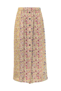 Only Falda Larga Estampada Amarillo Discount