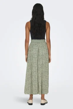 Only Falda Larga Estampada Cintura Elastica Verde Outlet