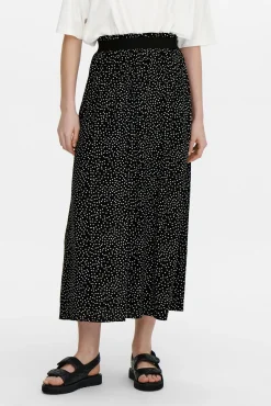 Only Falda Larga Estampada Cintura Elastica Negro Hot