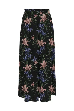 Only Falda Larga Estampada Cintura Elastica Negro Discount