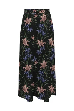 Only Falda Larga Estampada Cintura Elastica Negro Discount
